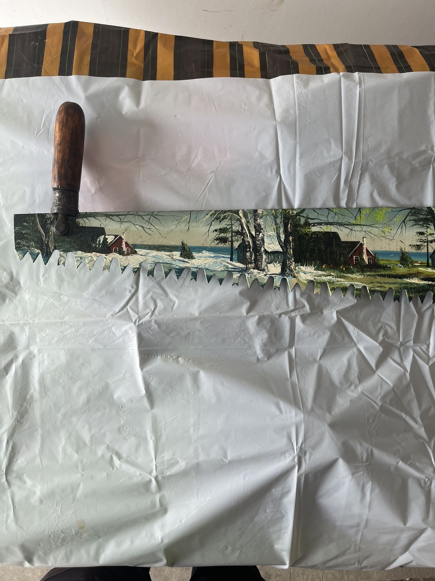 Hand Painted Vintage 2 Man Crosscut Saw
