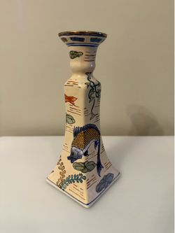 Vintage Asian porcelain candlestick.