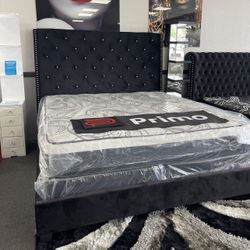 Black Velvet Queen Bed Frame 