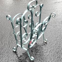 Antique Art Nouveau French Style Wrought Iron Floral Magazine Rack