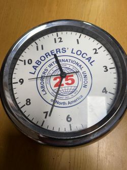 Vtg 9” Battery Operated Labors International Union Local 25 Wall Clock OBO