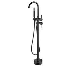 Aolemi Floor Mount Bathtub Faucet Freestanding Tub Filler Standing High Flow Shower Faucets Shower Mixer Taps, Swivel Gooseneck Spout with Cylinder Ha