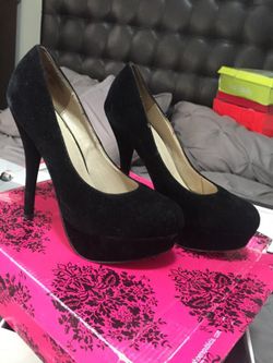 Black suede heels size 6.5