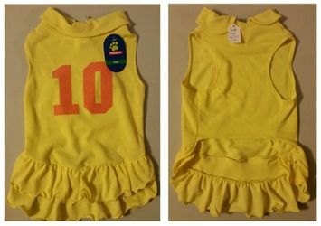 Yellow Sport Ruffle Pet Dress- Large