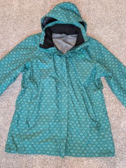 The North Face Resolve Rain Jacket Womens XL Diamond Print Green DryVent