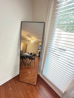 Black Full-Length Floor Mirror with Stand – 64” – $55