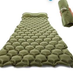 (New)Ultralight Sleeping Pad with Built-in Pillow, Inflatable Camping Mattress for Backpacking, Traveling and Hiking, Compact and Portable Camp