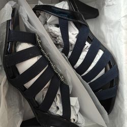 London Fog Nanci Womens Navy Strappy Sandals Shoes Size 8 M, New