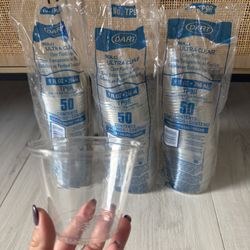 150 Solo 9oz clear plastic disposable cups for cocktails, party, wedding, bar
