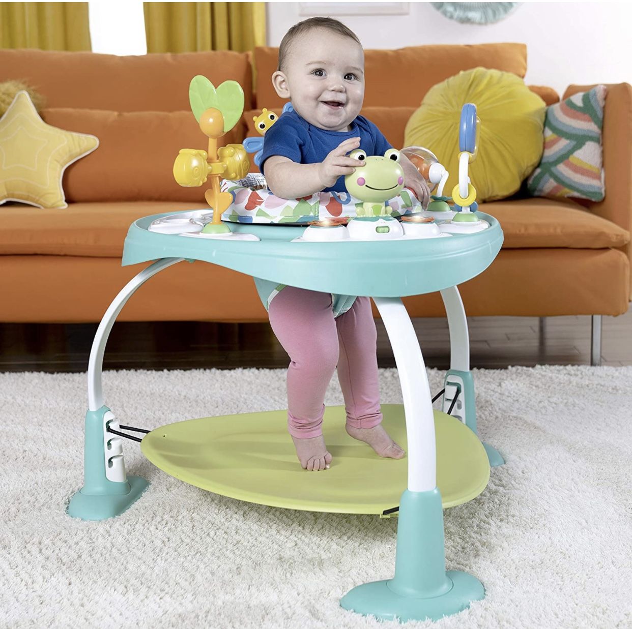 Bright Starts Bounce Baby 2-in-1 Activity Jumper & Table, Playful Pond
