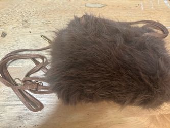 Brown faux fur cross body purse