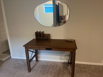 Wood Writing Desk with Metal Accents
