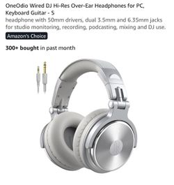 OneOdio Wired DJ Hi-Res Over-Ear Headphones for PC, Keyboard Guitar - S headphone with 50mm drivers, dual 3.5mm and 6.35mm jacks for studio monitoring