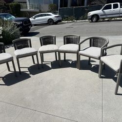 6 Grey Wicker Outdoor Furniture Patio Chairs Set