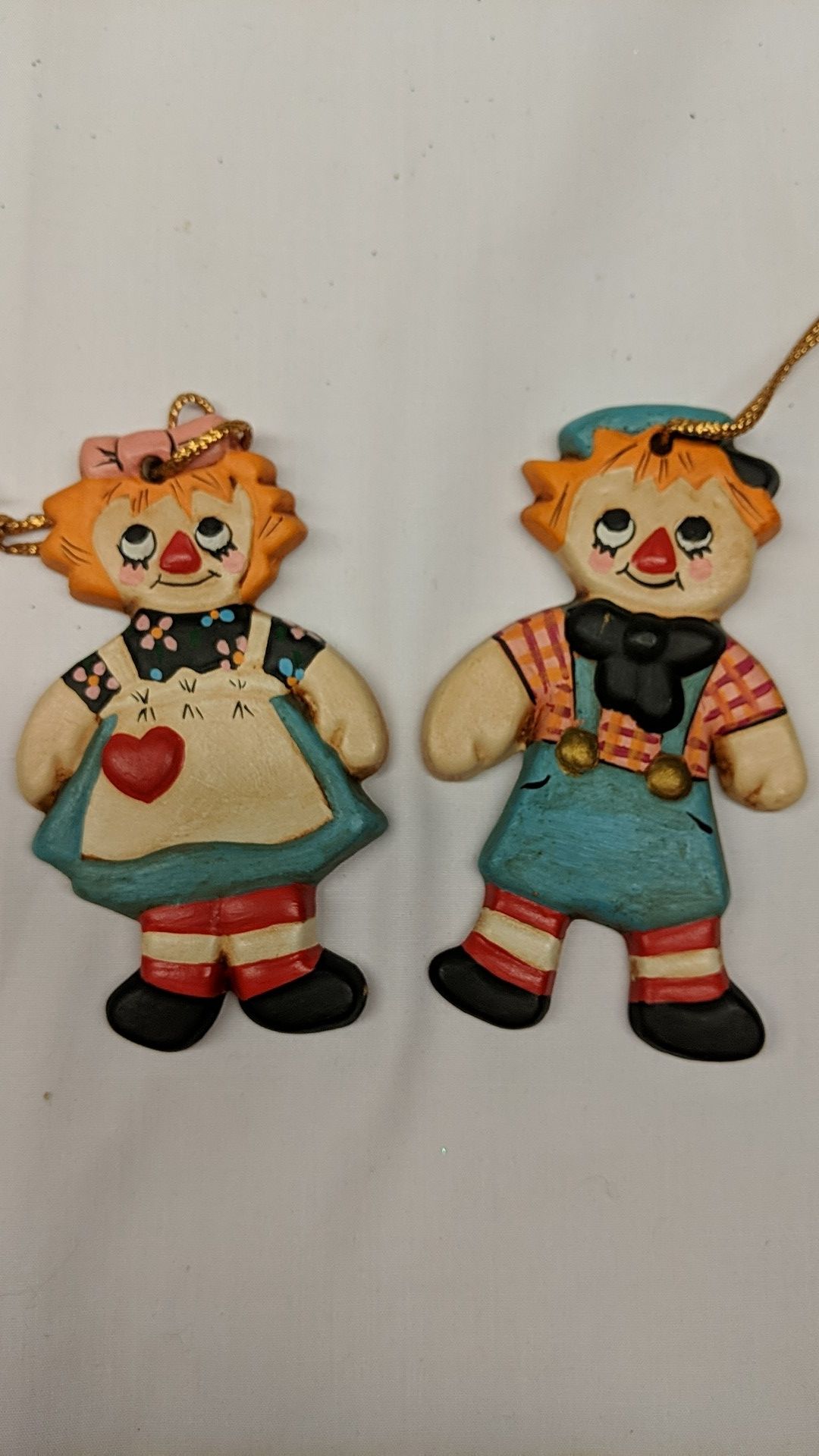 Vintage Raggedy Ann and Andy Christmas Ornaments