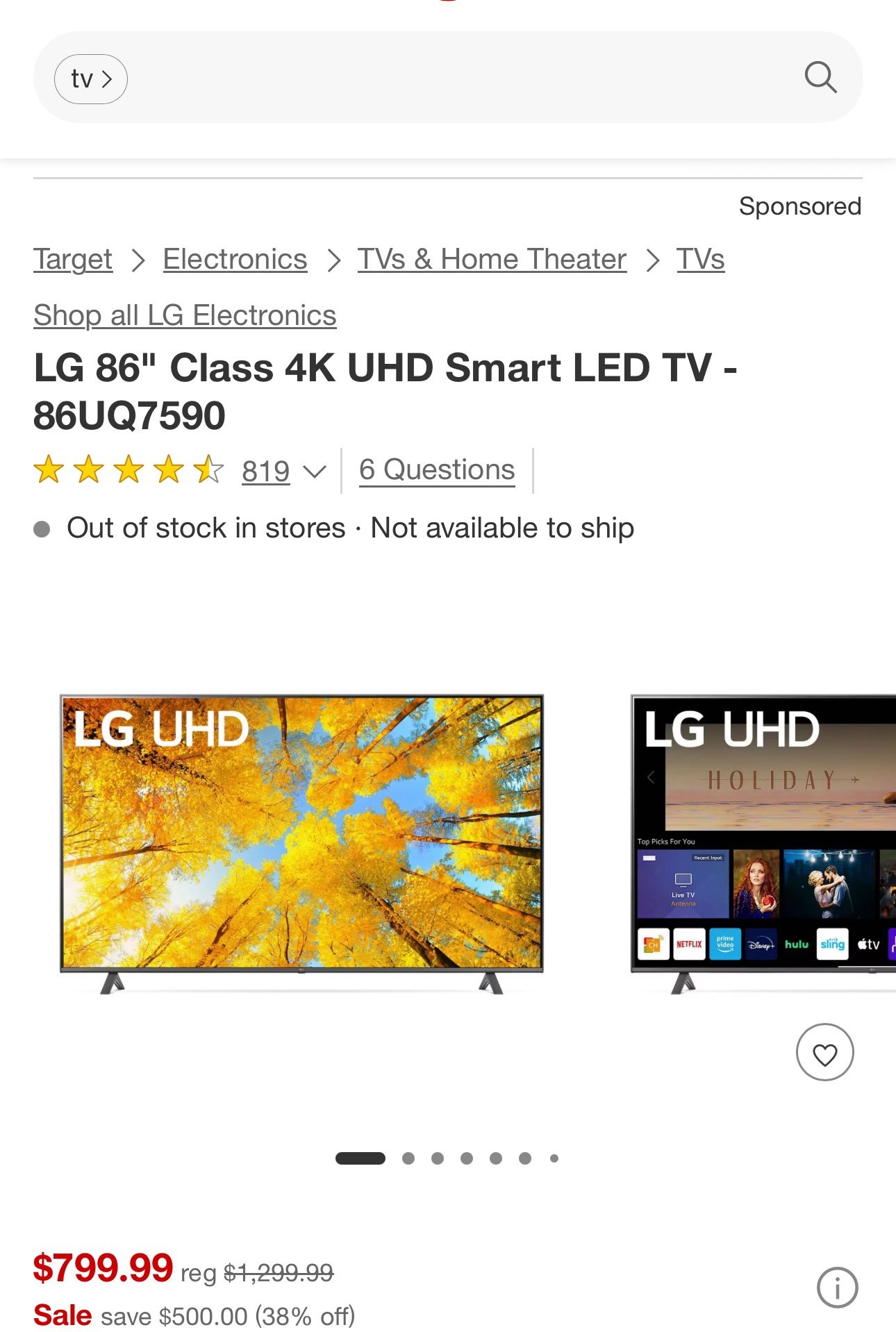 86” T.v