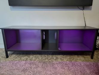 Modern Gray TV Stand with Multi-Color LED Lights & Remote – Excellent Condition!