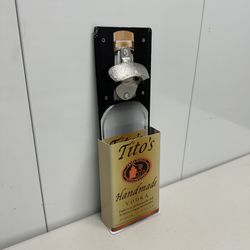 Tito's Wall Hanging Beer Bottle Opener w/ Cap Catcher