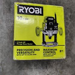 NEW RYOBI ROUTER - RE180PL1G 2HP PEAK 10 AMP PLUNGE BASE ROUTER