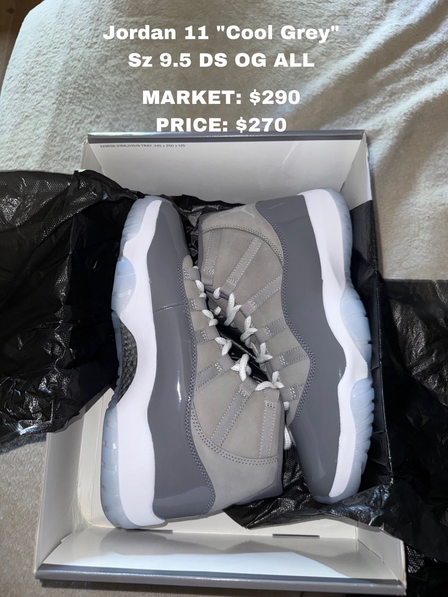 Jordan 11 Cool Grey Sz 9.5
