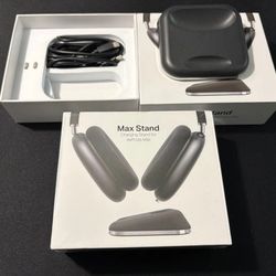 Apple AirPods Max Silver Excellent Condition + Huge Accessory Bundle Stands Case