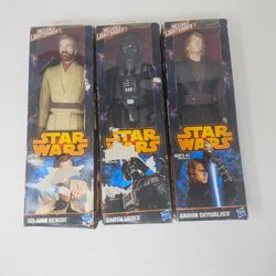 Star Wars 12" Action Figure Lot 2012 Hasbro Darth Vader, Obi-Wan & Anakin