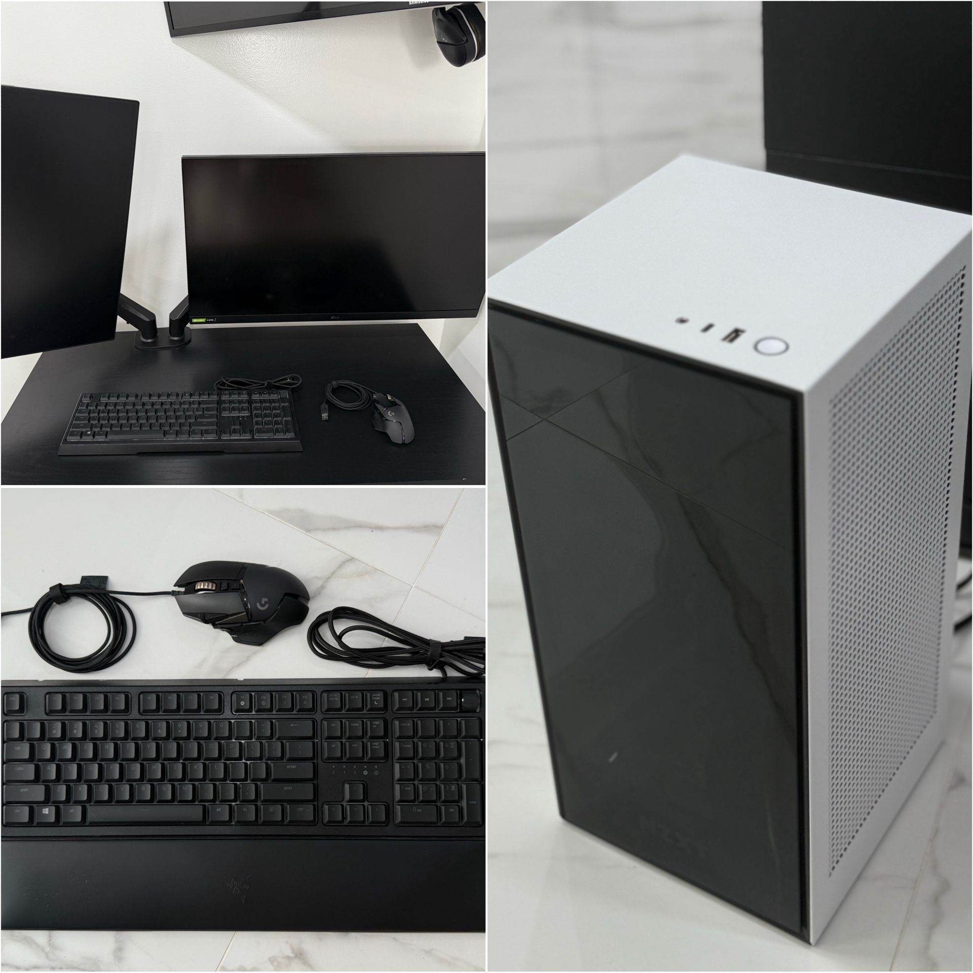 NZXT H1 Mini Gaming PC With LG & Lenovo Monitor, Razor Keyboard, Logitech Mouse Bundle Computadora