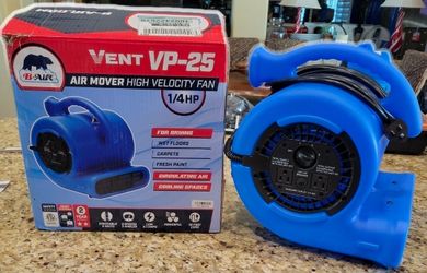 BAir 1/4 HP Air Mover Blower Fan for Water Damage Restoration Carpet Dryer Floor Home and Plumbing Use in Blue
