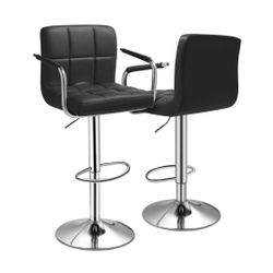 Magshion Modern Bar Stools Set of 2, Height Adjustable Swivel Barstools with Armrest and Footrest, Bar Chairs for Kitchen Island  Sillas 