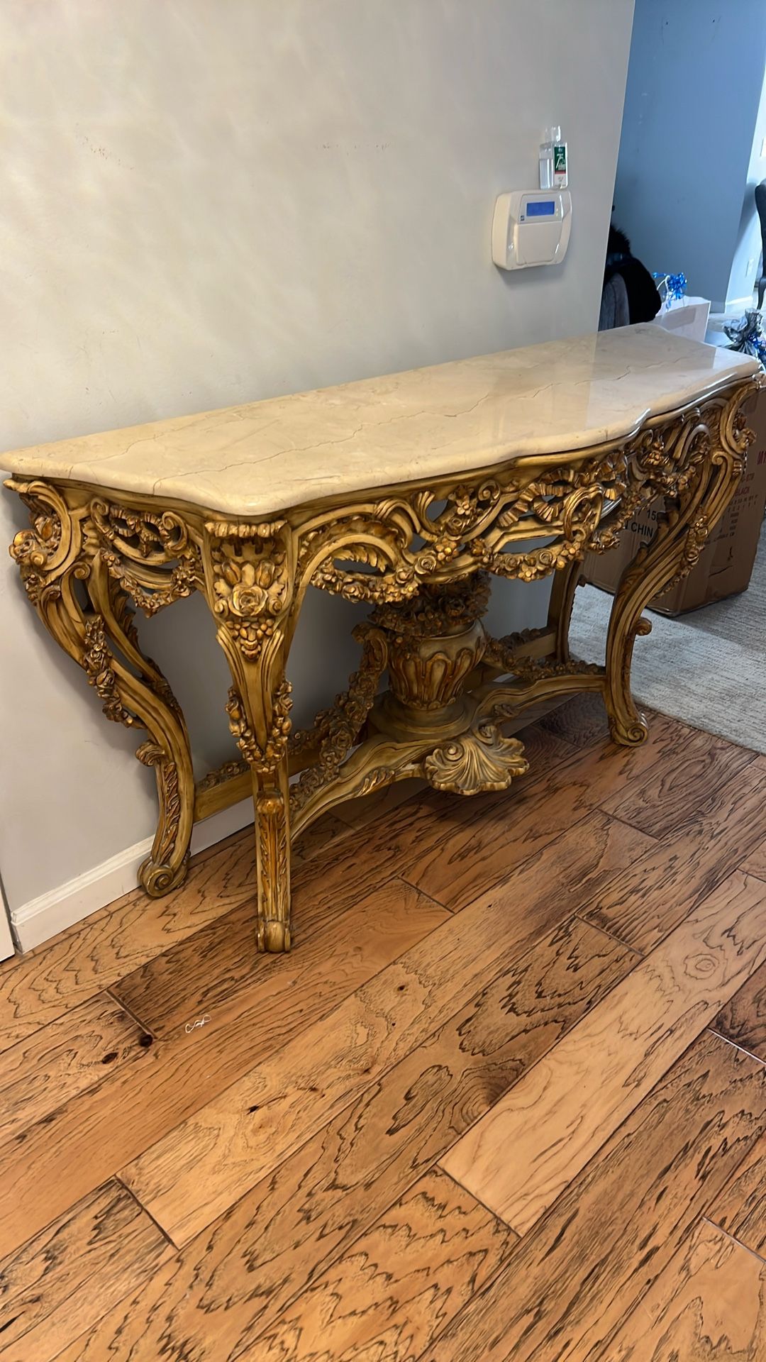 Wooden Ottoman With Marble Top