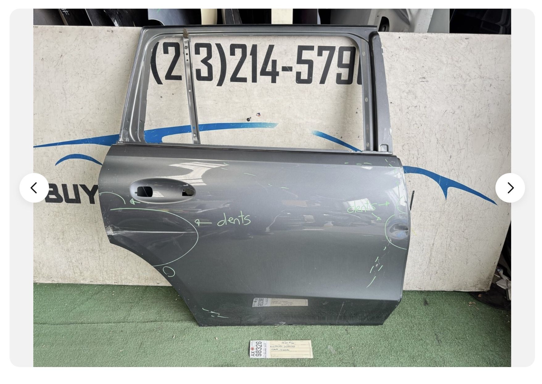 w/dents 2020 - 2021 - 2023 MERCEDES GLS580 GLS450 GLS REAR RIGHT DOOR OEM AX98326