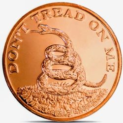 1 oz Cupper Round "Don't Tread On Me" .999 Pure Cupper Free Shipping 