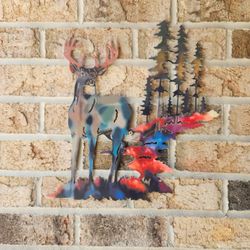 Deer And Trees Metal Wall Art 