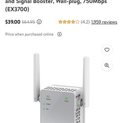 WiFi Range Extender AC750 Model EX3700