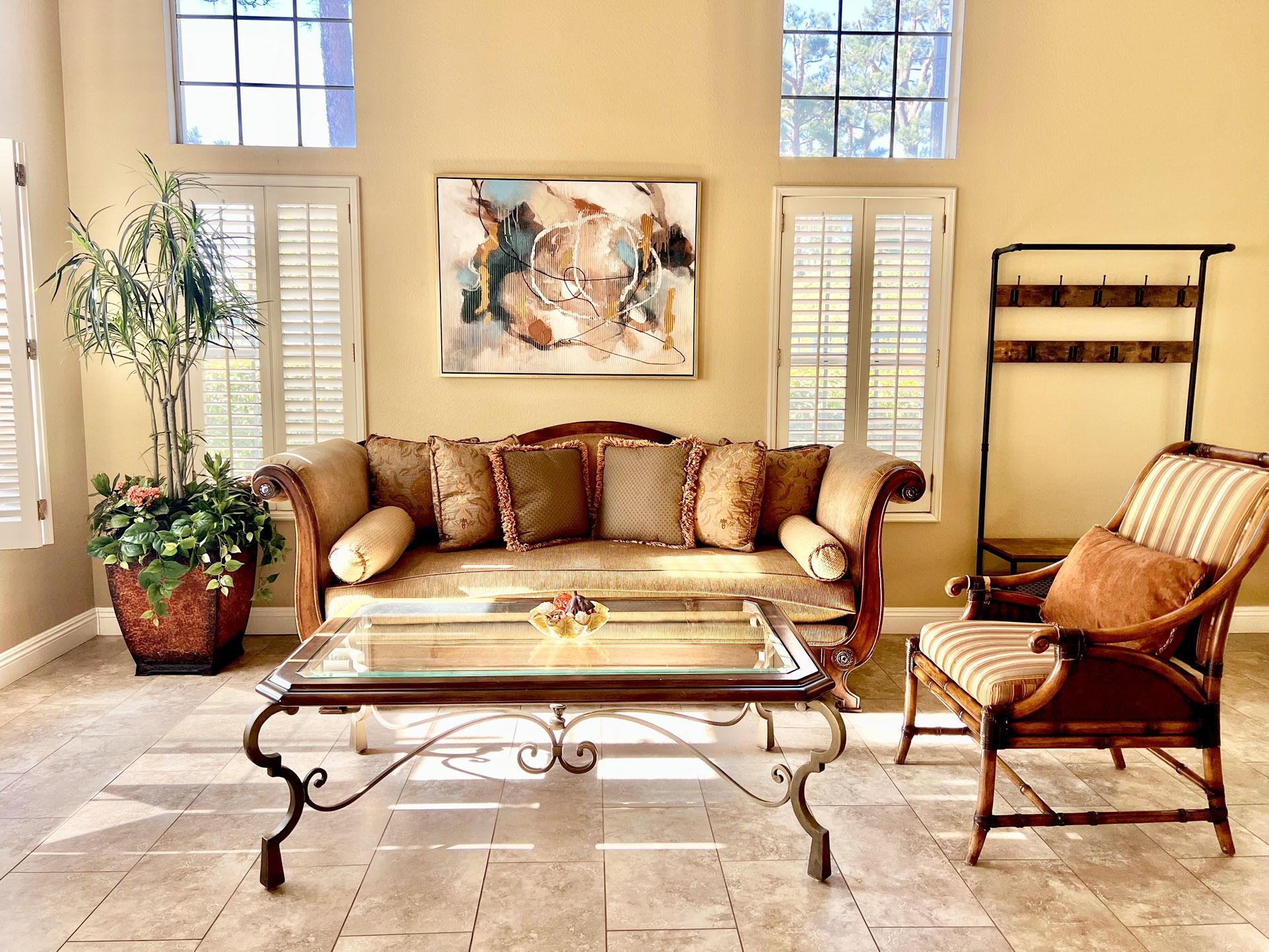 Formal Living Sofa and Coffee Table by Drexel Heritage with Accent Chair