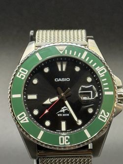 Casio Duro MDV106 Sapphire Crystal Green Diver Watch Steel Mesh
