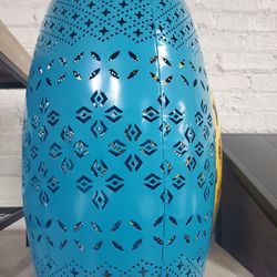 Blue Yellow Or Aqua  Round Metal Outdoor Side Table