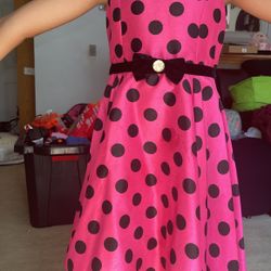 Hot Pink Black Polkadots Dress Size 6x