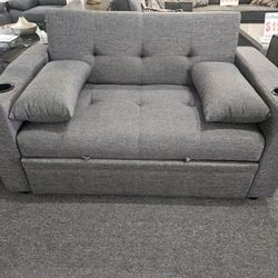 Brand New 70"×59" Gray Linen Sofa Sleeper