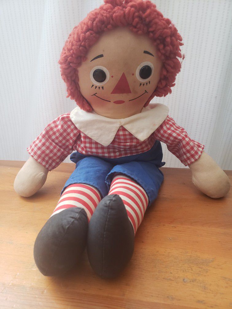 Vintage Knickerbocker Raggedy Andy Plush Doll, Collector's Item!