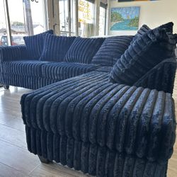 New Deep Blue 2pc Sectional - $0 Down, Flexible Payments 