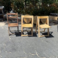 Mid Century Wooden Foldable Chairs 