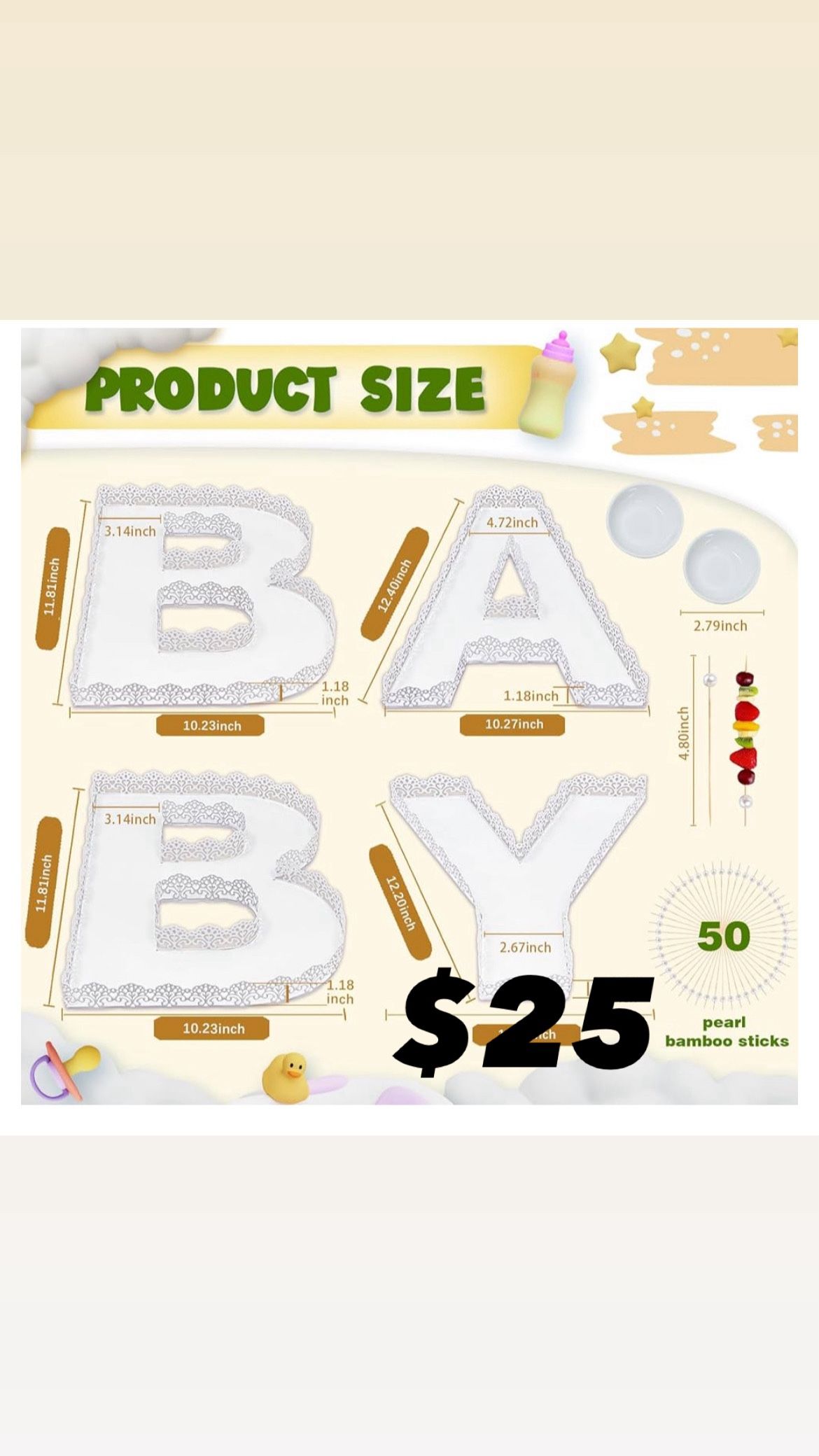 Baby Letters Charcuterie Tray Set NEW IN BOX