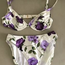 Anne Cole Collection Bikini - White  with Purple Flowers 
