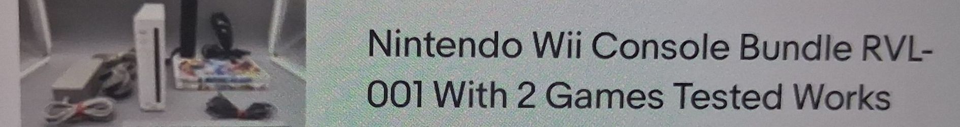 $80 Nintendo Wii Console Bundle RVL-001 with 2 games tested works.