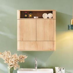 E820 $50  Modern Medicine Cabinet w/Adjustable Shelf, Sliding Drawer & Magnetic Push Latch, Above Toilet Wall Mounted Hanging Storage Cabinet for Bath