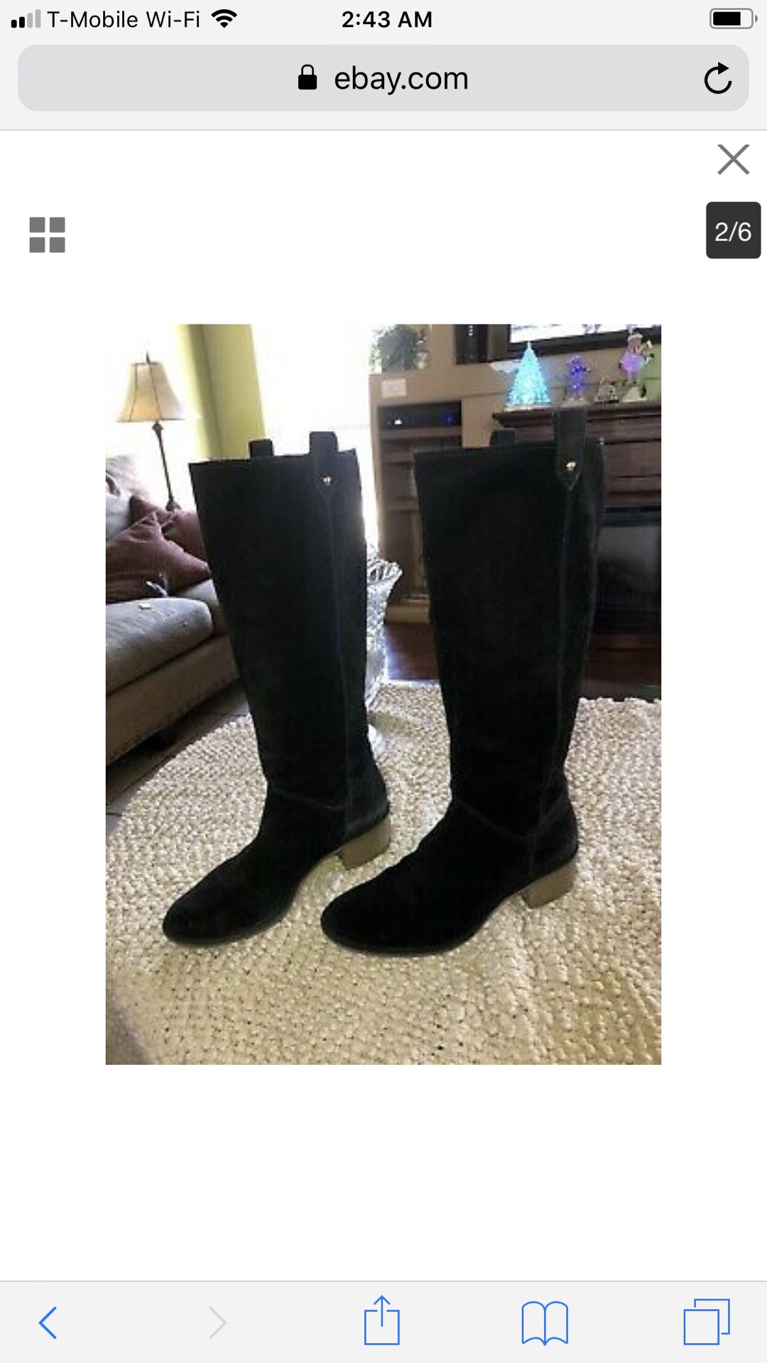 Kate spade boots tall black leather suede 8