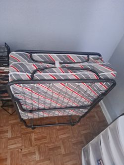 Folding Cot with Mattress and rolling wheels