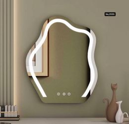 22x18in ,Irregularly Illuminated Mirrors Bathroom Mirror Small Mirror Wall Mounted Mirror Vanity Mirror Changeable Colors Dimmable Modern Decorative f