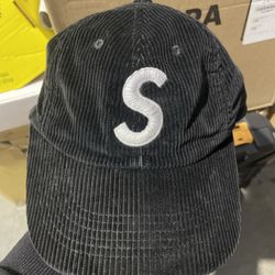 Supreme Fine Wale Corduroy S Logo 6-Panel Cap Black